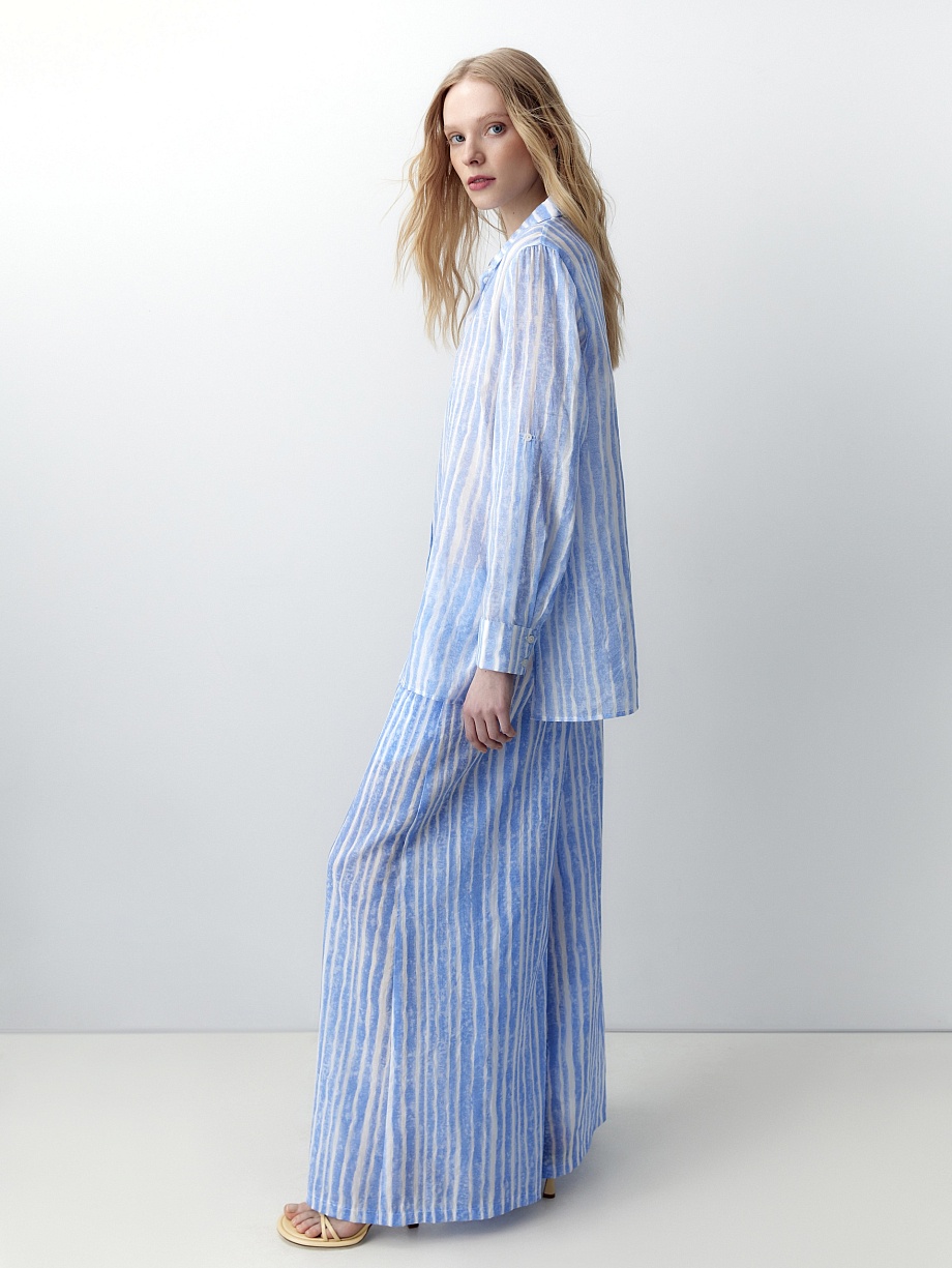 Брюки в полоску из лёгкой хлопковой ткани