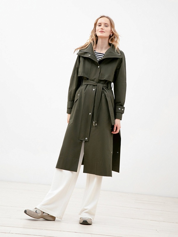 Тренч с воротником-стойкой