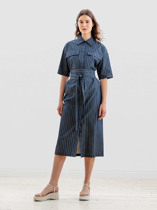 Платье миди с поясом оби