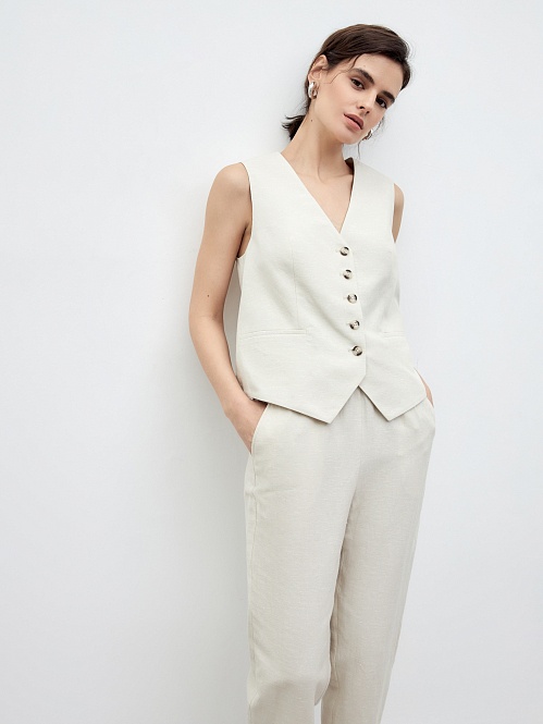 Жилет из хлопка и льна POMPA