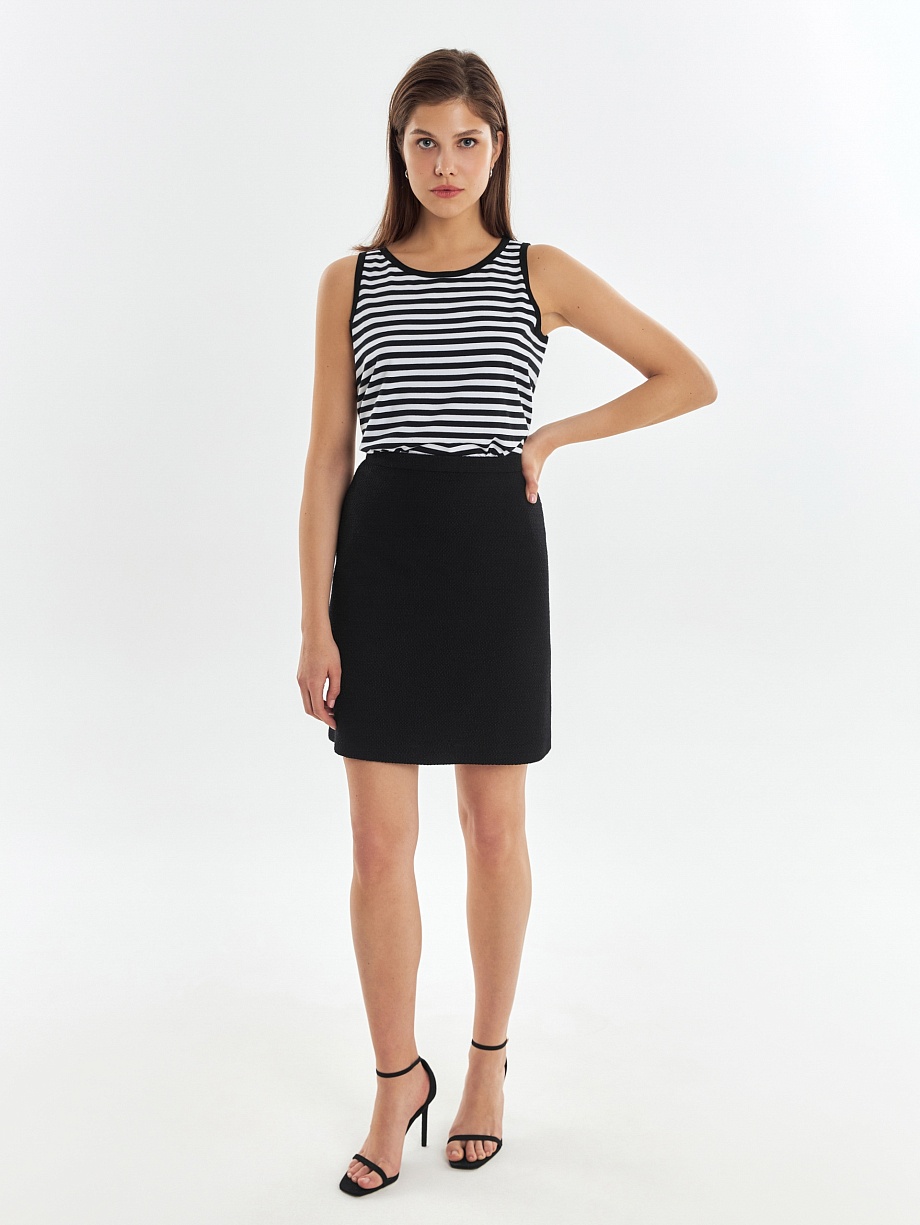 Мини-юбка из буклированной хлопковой ткани