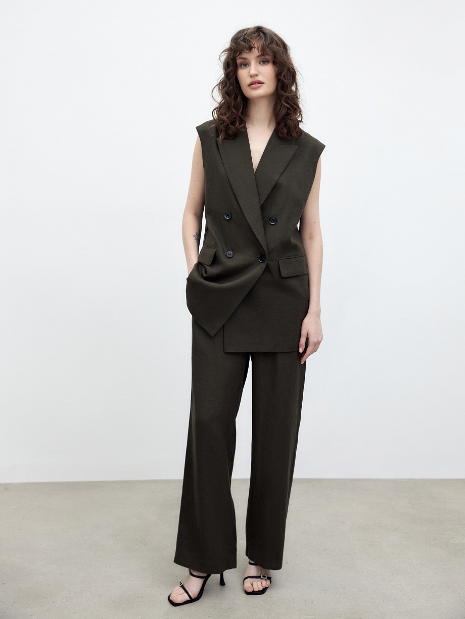 Удлинённый жилет из 100% льна