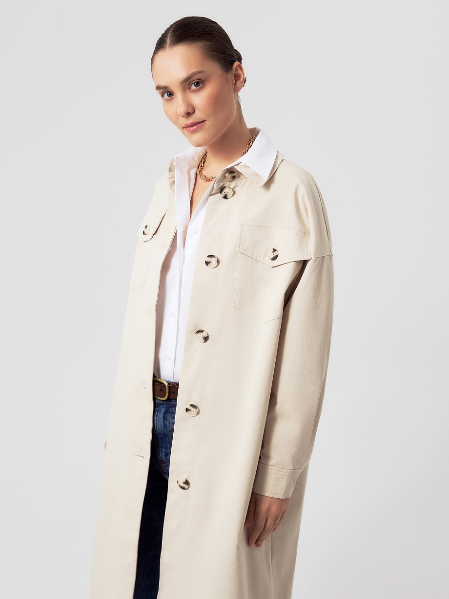 Плащ-рубашка прямого силуэта