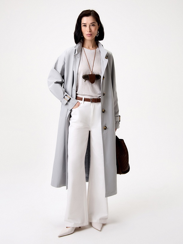 Непромокаемый тренч с высоким воротником