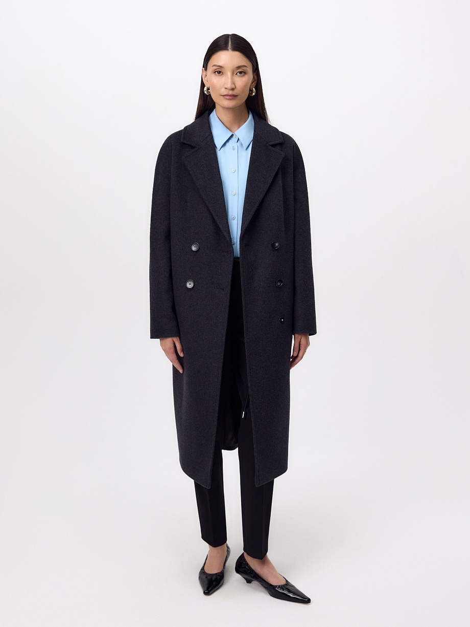 Пальто из шерсти с мембраной, утеплённой спинкой и съёмным капюшоном