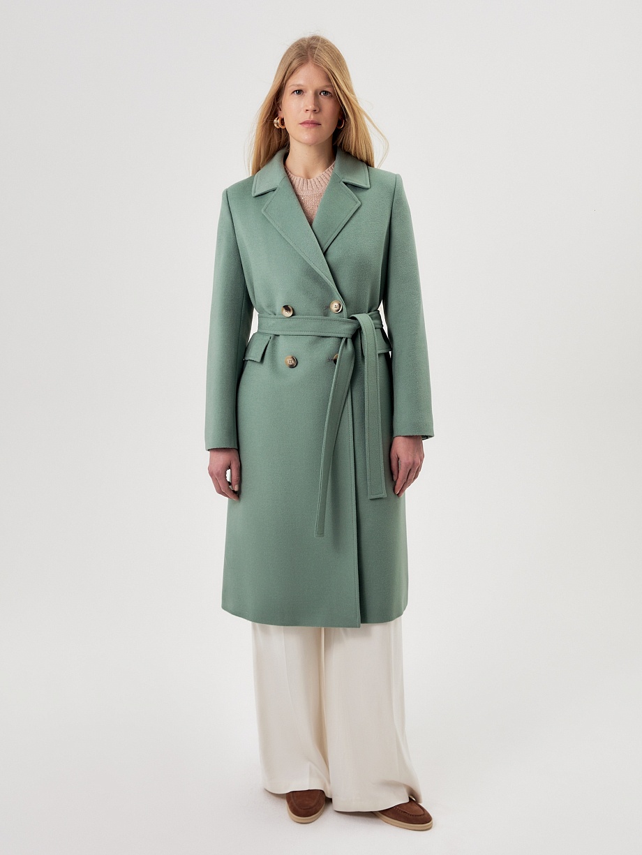 Двубортное пальто-трапеция с мембраной