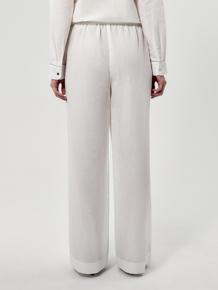 Широкие брюки из хлопка и льна