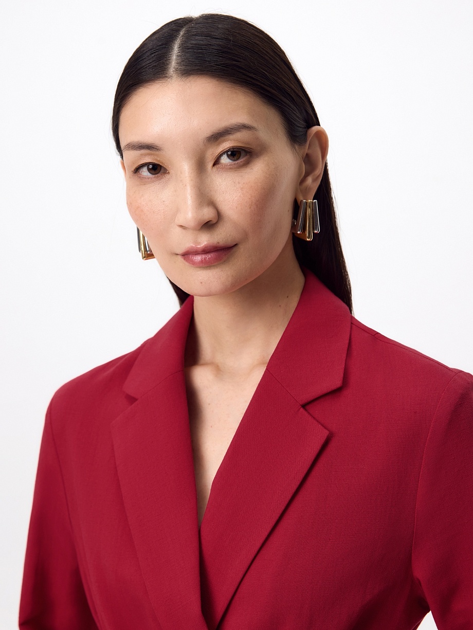 Жакет из хлопка и льна с поясом