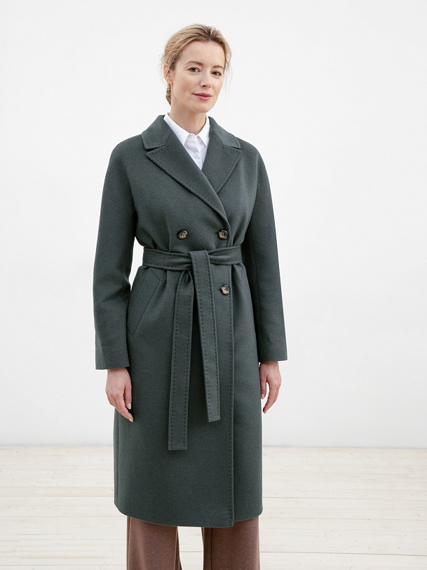 Шерстяное пальто приталенное с мембраной