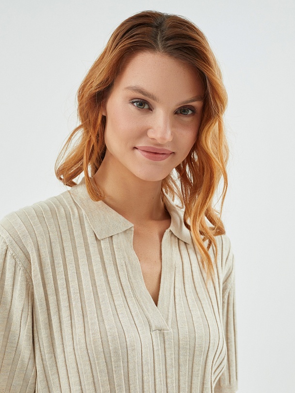 Вязаный джемпер-поло из вискозы