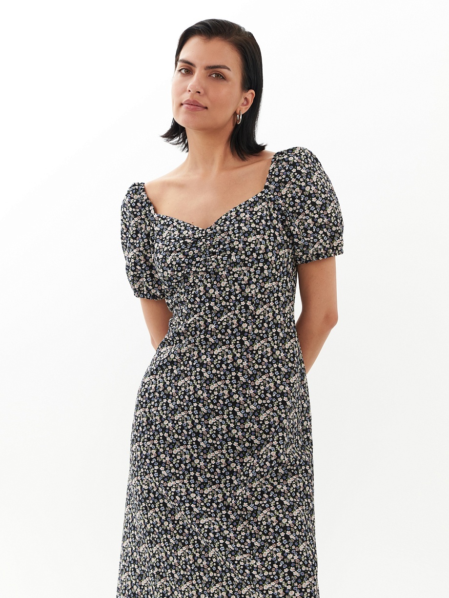 Летнее платье из хлопка с разрезом