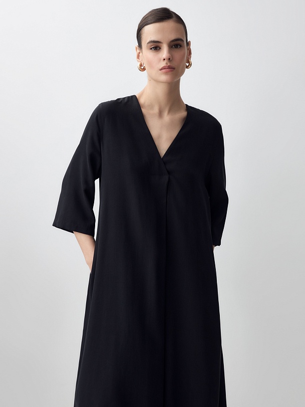 Прямое свободное платье миди из вискозы