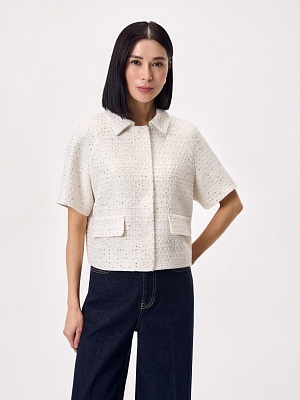 Укороченный жакет из твида с добавлением люрекса