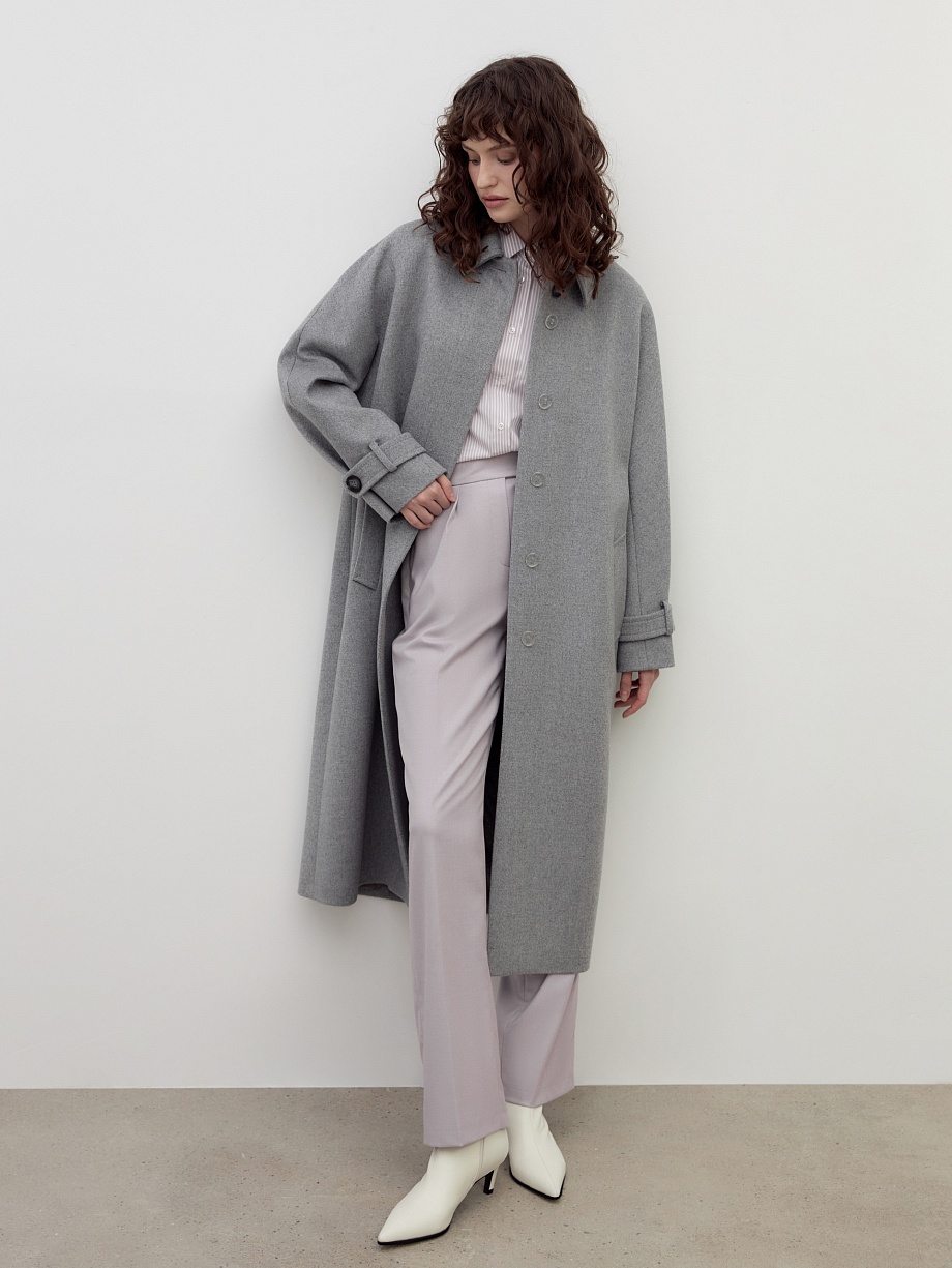 Шерстяное демисезонное пальто с мембраной