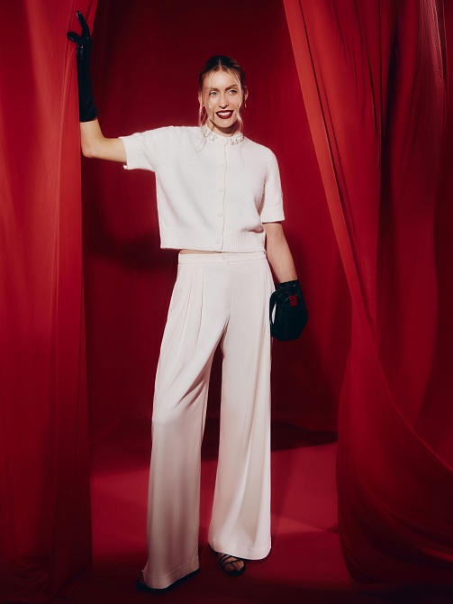 Брюки-палаццо из костюмной ткани с вискозой