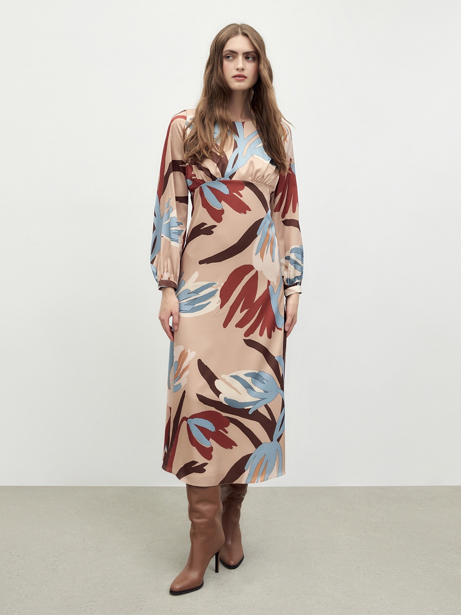 Платье макси с объёмными рукавами