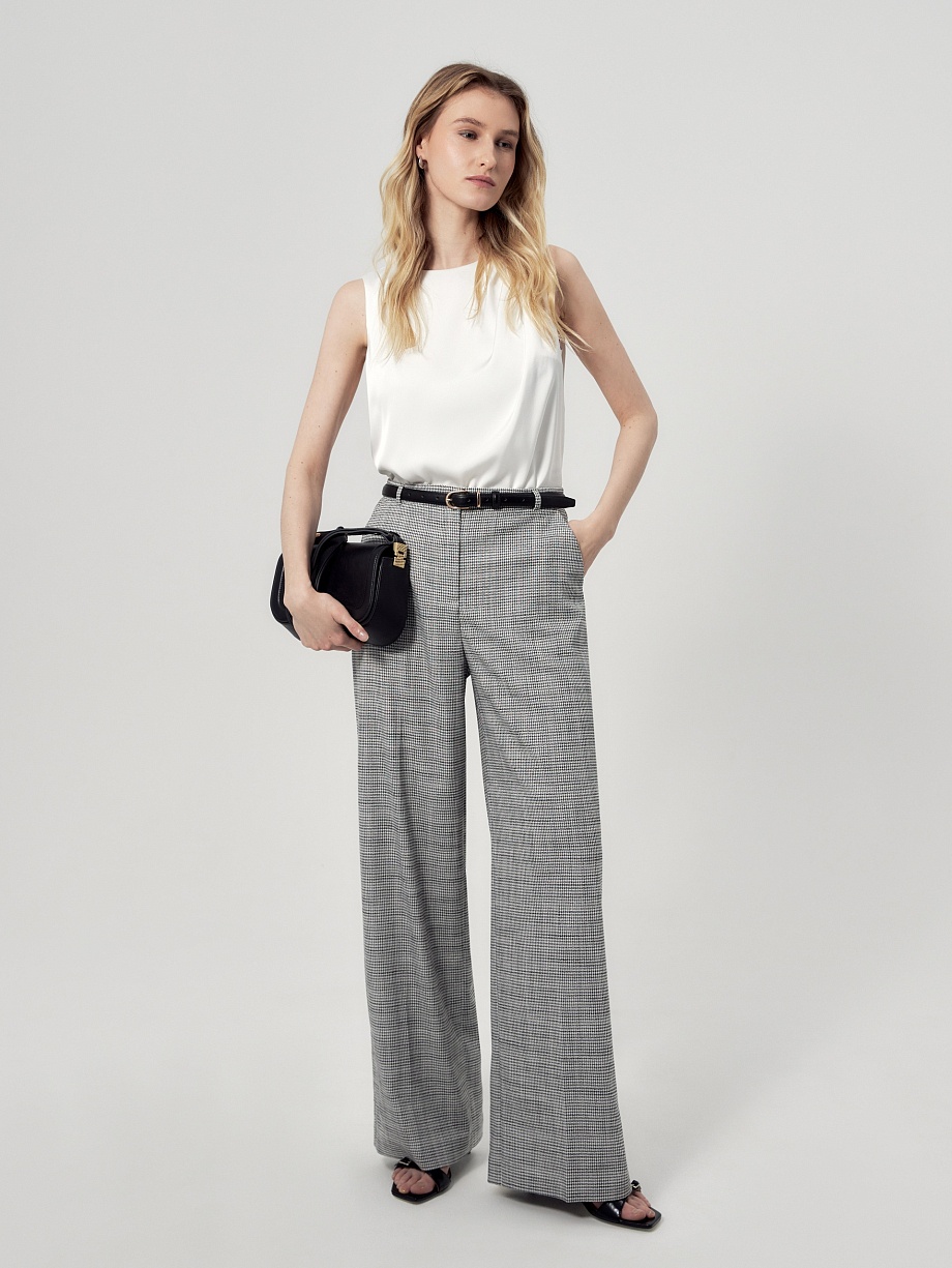 Прямые свободные брюки из твида