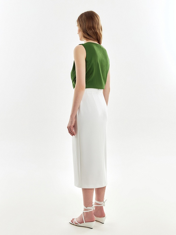 Юбка миди  из костюмной ткани с имитацией запаха