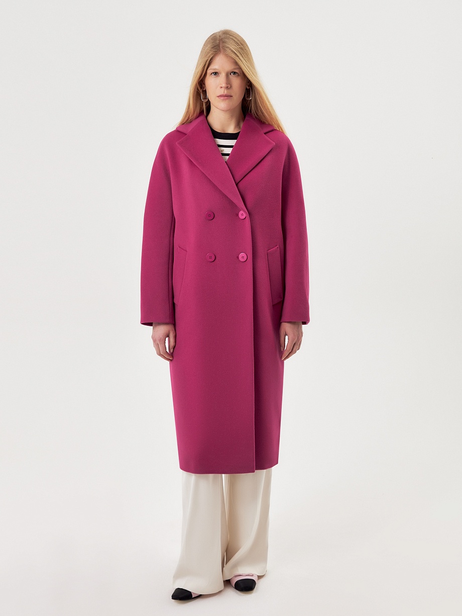 Двубортное пальто из шерсти с мембраной