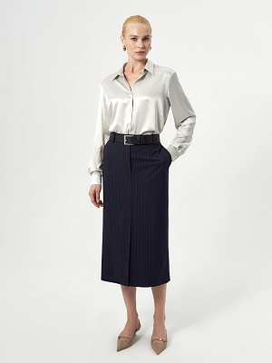 Юбка миди из костюмной ткани с открытым срезом