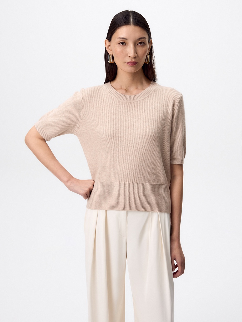 Джемпер с коротким рукавом из вискозы и шерсти