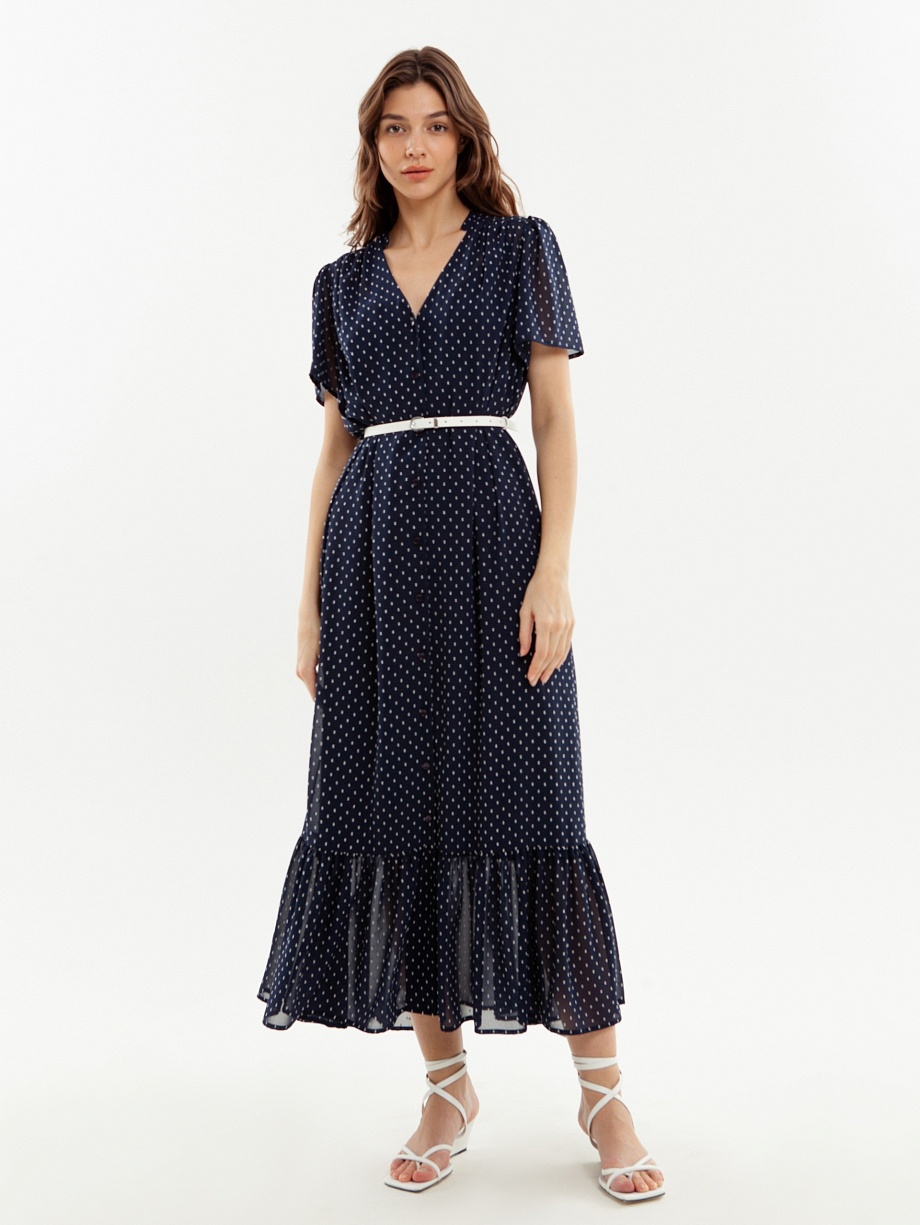 Элегантное платье макси с воланом по низу