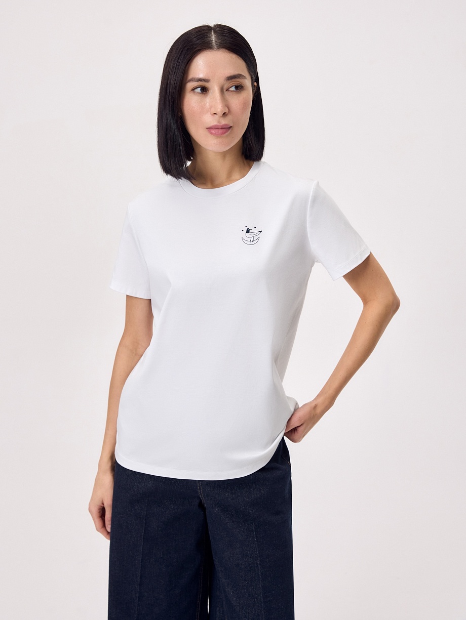 Футболка из 100% мерсеризированного хлопка с принтом