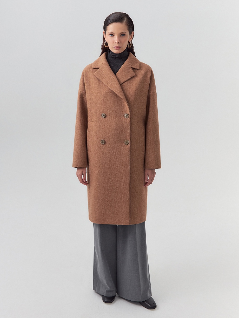 Шерстяное пальто с мембраной и утеплённой спинкой