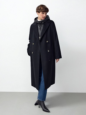 Пальто с мембраной, утеплённой спинкой и съёмным капюшоном