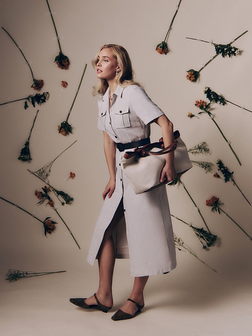 Платье сафари из хлопка и льна