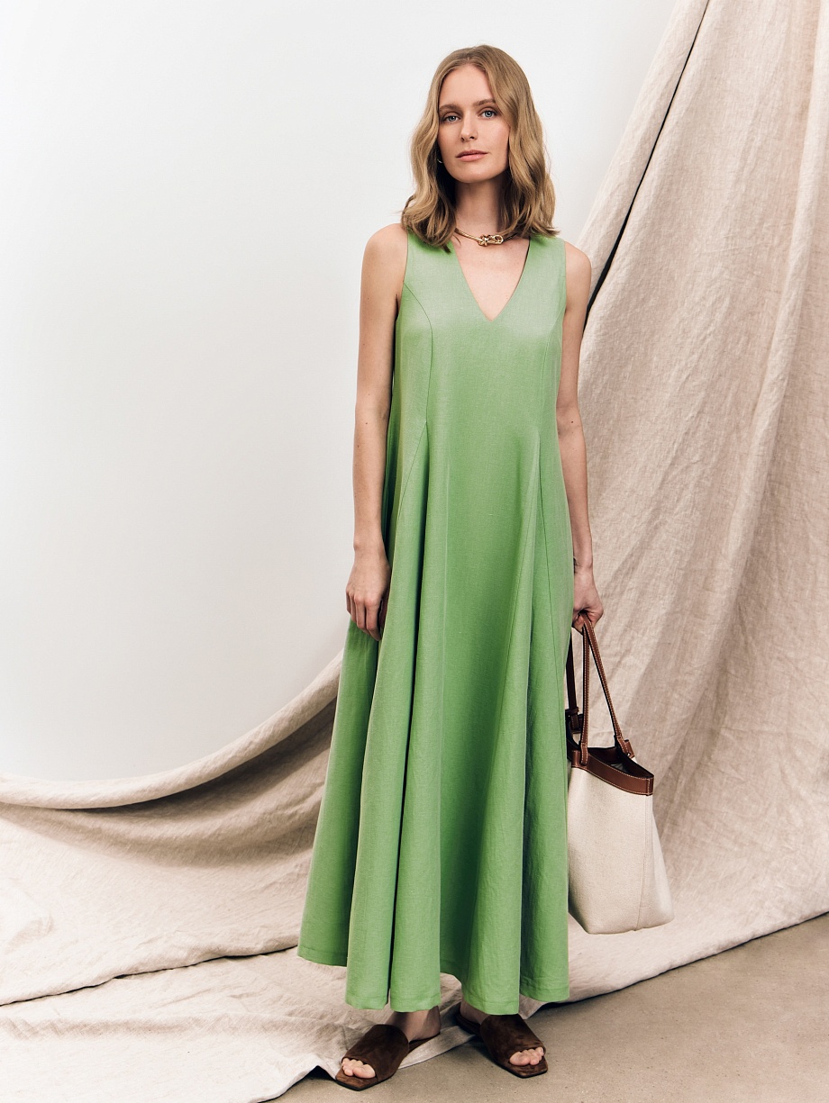 Летний сарафан из хлопка и льна