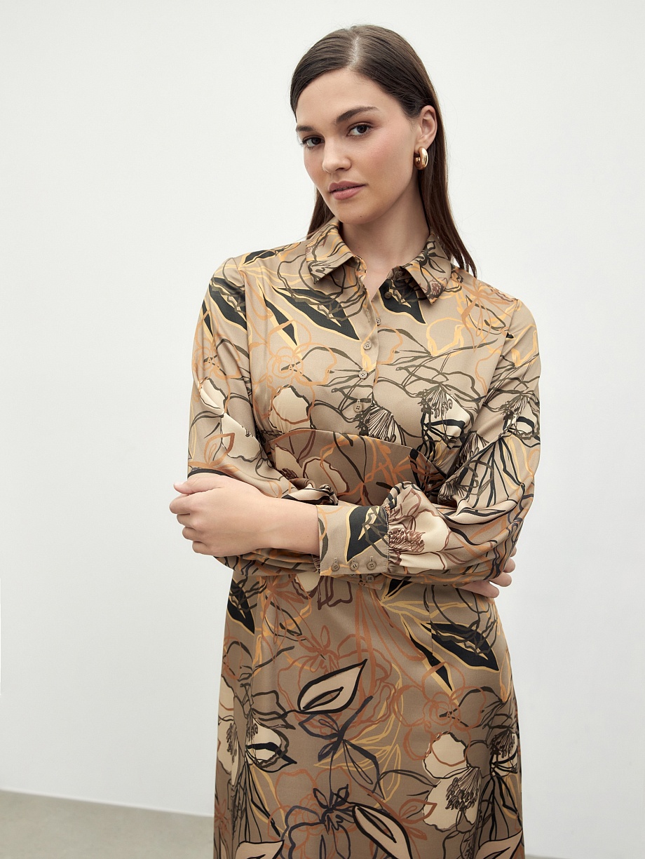 Приталенное платье из плательной ткани с цветочным принтом