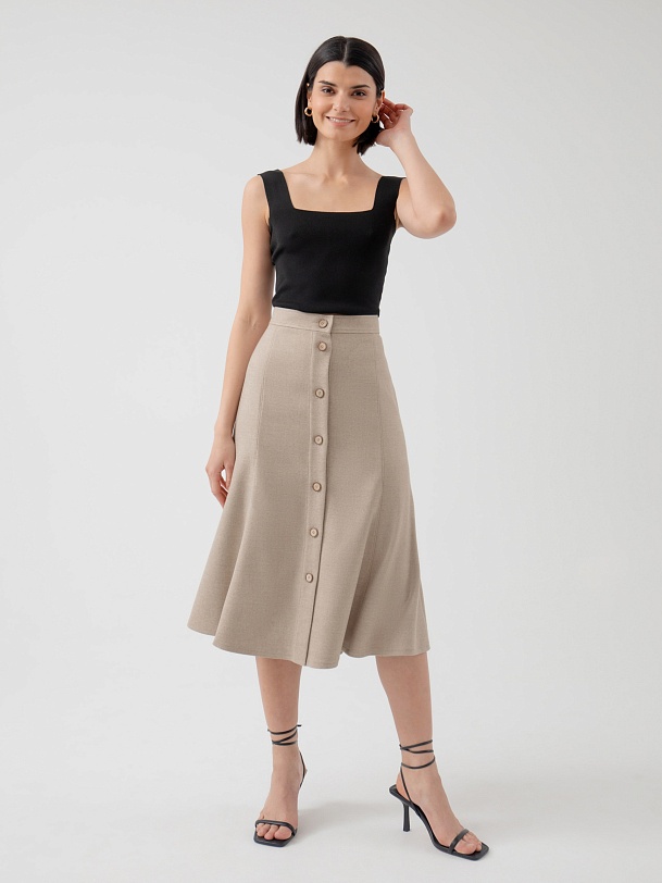 Юбка годе из костюмной ткани в стиле сафари
