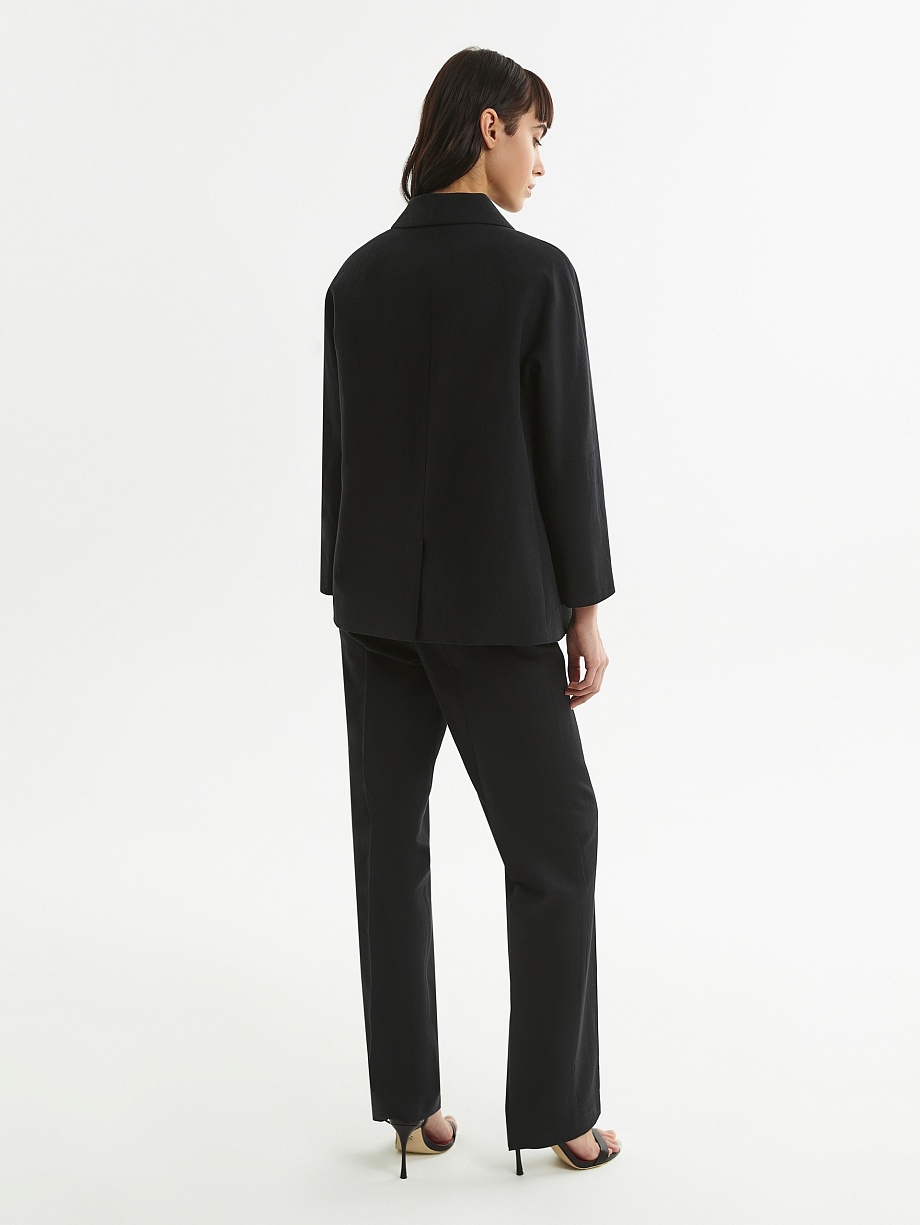 Жакет из хлопка и льна с укороченным рукавом