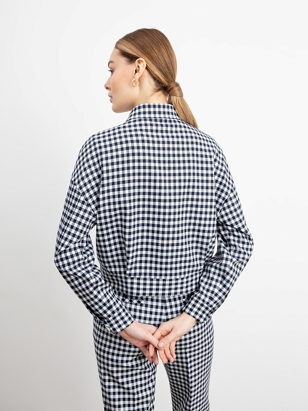 Жакет женский укороченный в клетку виши