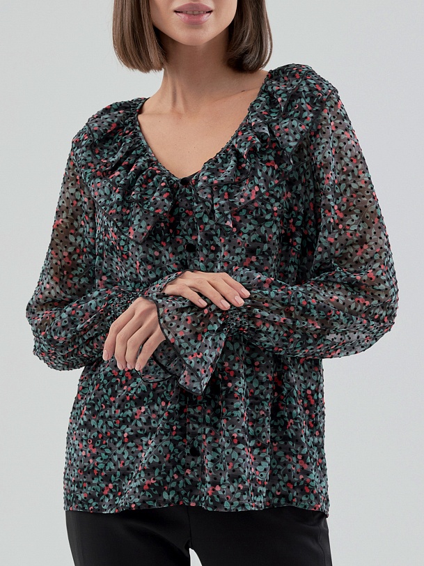 Блуза с растительным принтом