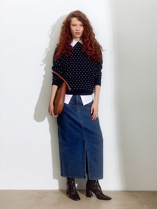 Прямая джинсовая юбка