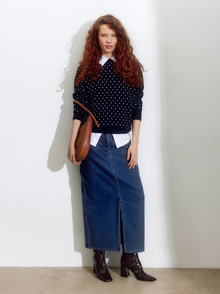 Прямая джинсовая юбка