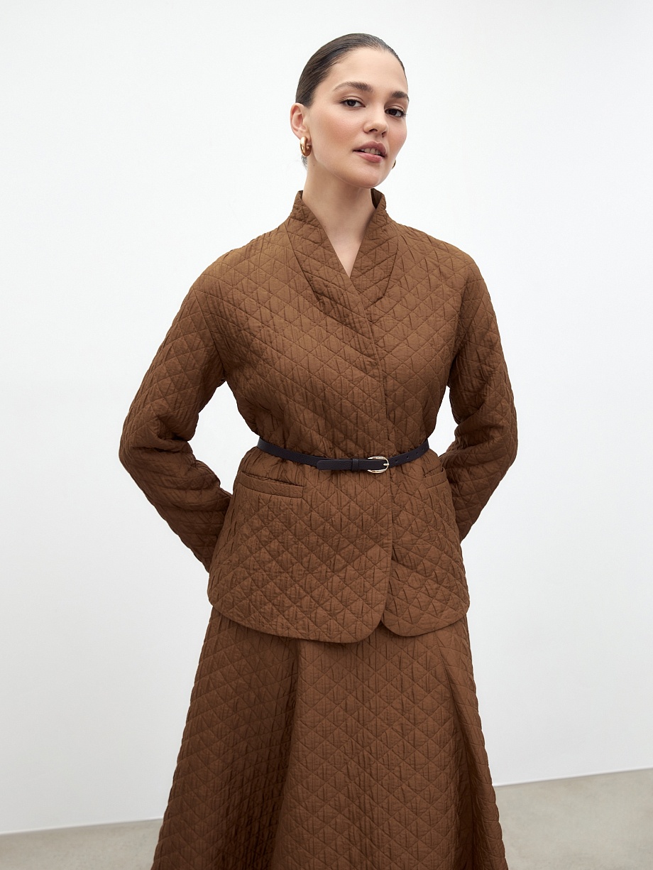 Стёганый жакет на запах на кнопках