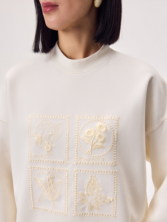 Хлопковый свитшот с декоративной вышивкой POMPA арт.3810329jr0190