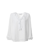 Блуза свободного силуэта с V-образным вырезом и рюшей POMPA арт.1149380me0601