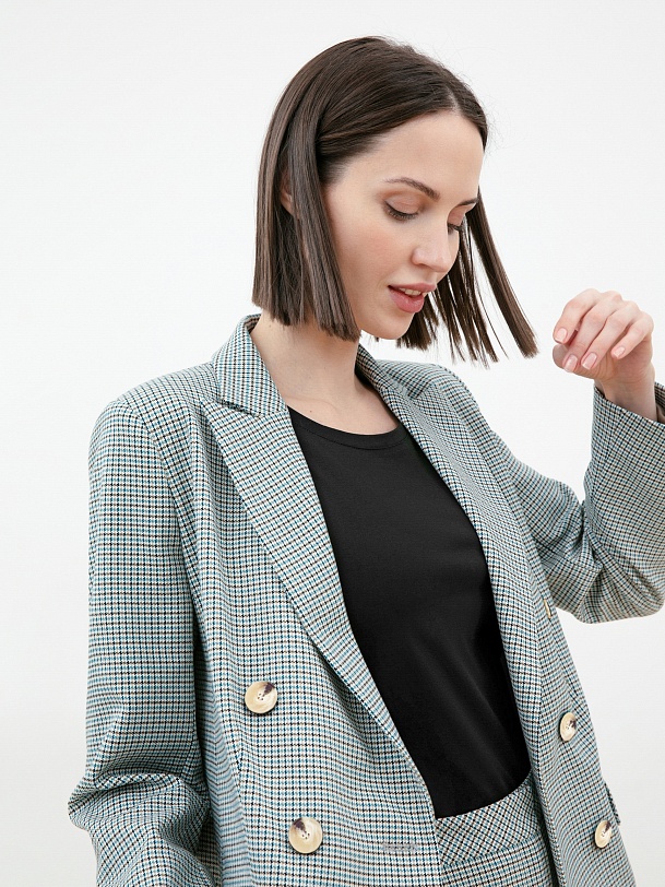 Пиджак женский серый двубортный