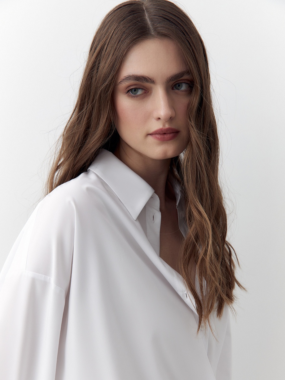 Свободная блуза из хлопка с имитацией запаха