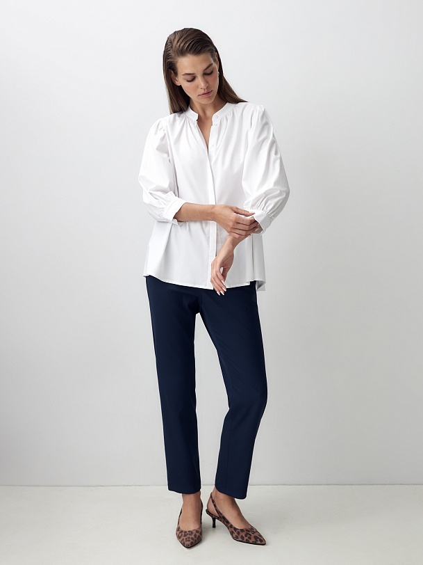 Хлопковая блуза с объёмными рукавами