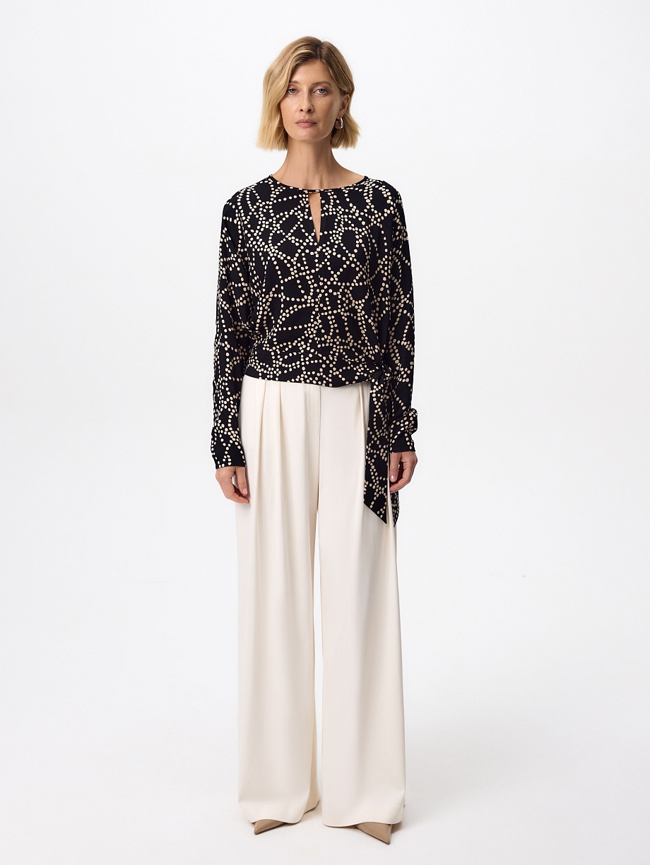 Брюки-палаццо из костюмной ткани с вискозой