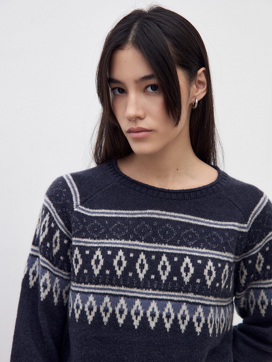 Вязаный джемпер прямого силуэта из смесовой пряжи