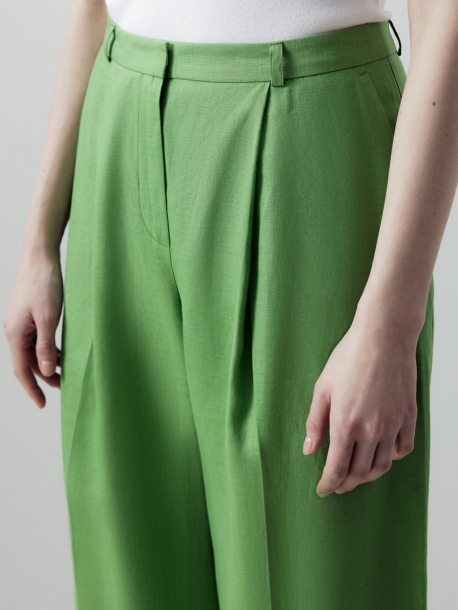 Брюки-палаццо из хлопка и льна