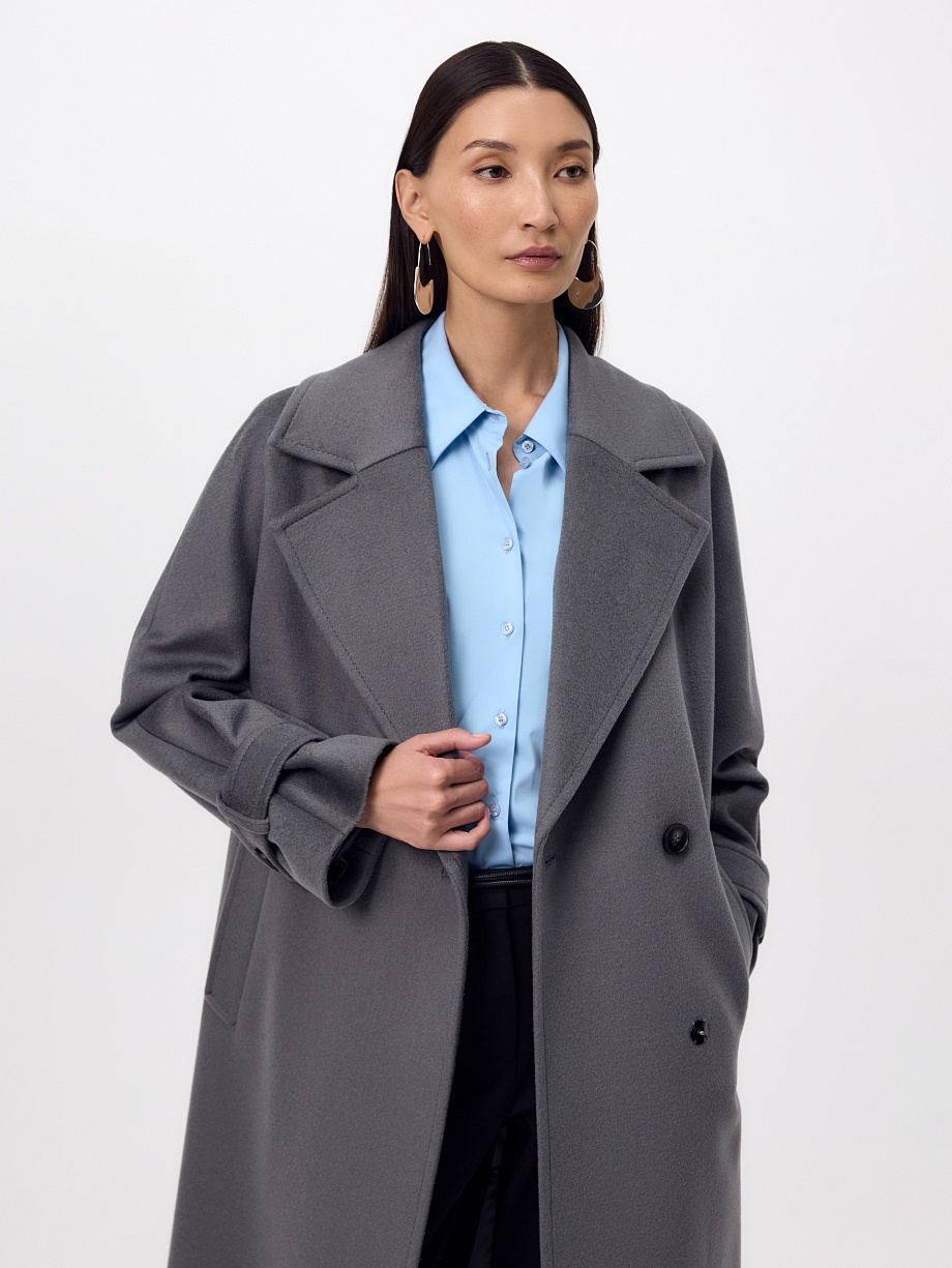 Пальто из шерсти с мембраной, утеплённой спинкой и съёмным капюшоном