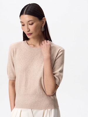 Джемпер с коротким рукавом из вискозы и шерсти