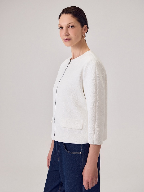 Укороченный жакет  из фактурного жаккарда